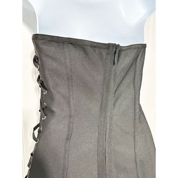 By the Way. Mimi Lace Up Strapless Dress Black Lace-Up Bandeau Corset Mini Small - Picture 9 of 14